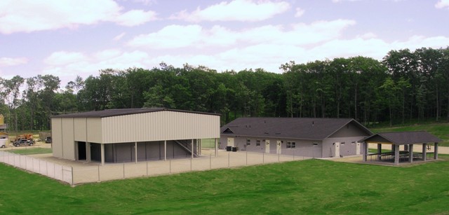 picture of live fire shoot house facility, with range support buildings