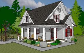 rendering of 1197 SF one and one-half story home