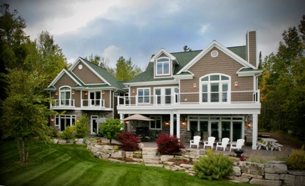 picture of Oyster Bay Residence on Lake Charlevoix MI (lakeside elevation showing 2006 Addition)