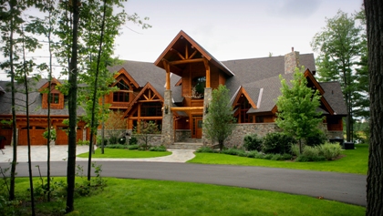 picture of main entrance of Ward Lake Residence from the road side elevation